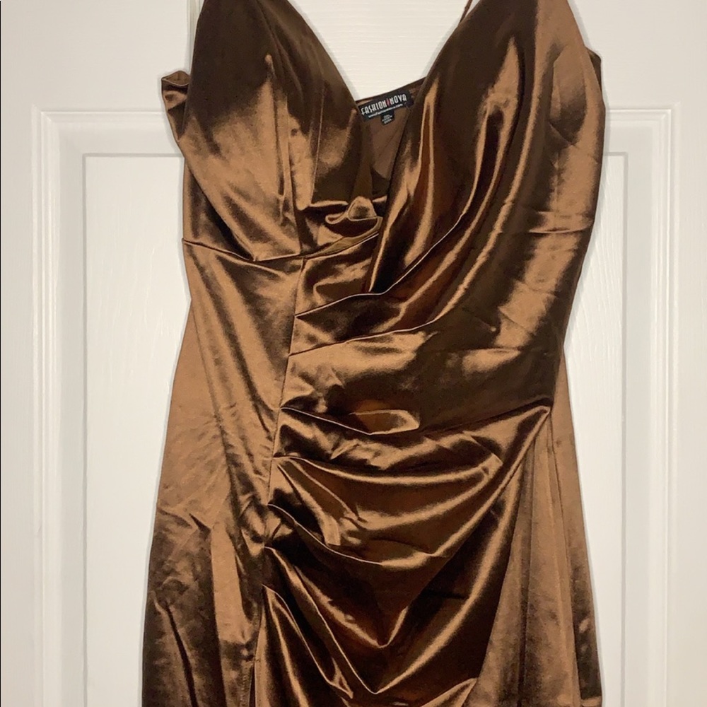 Girls Love Chocolate RSVP ruched satin dress